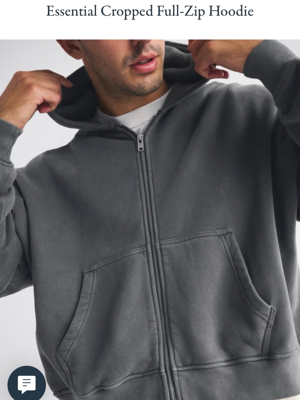 Abercrombie Men's Essential Cropped Full-Zip Hoodie - XL Tall Cool Gray